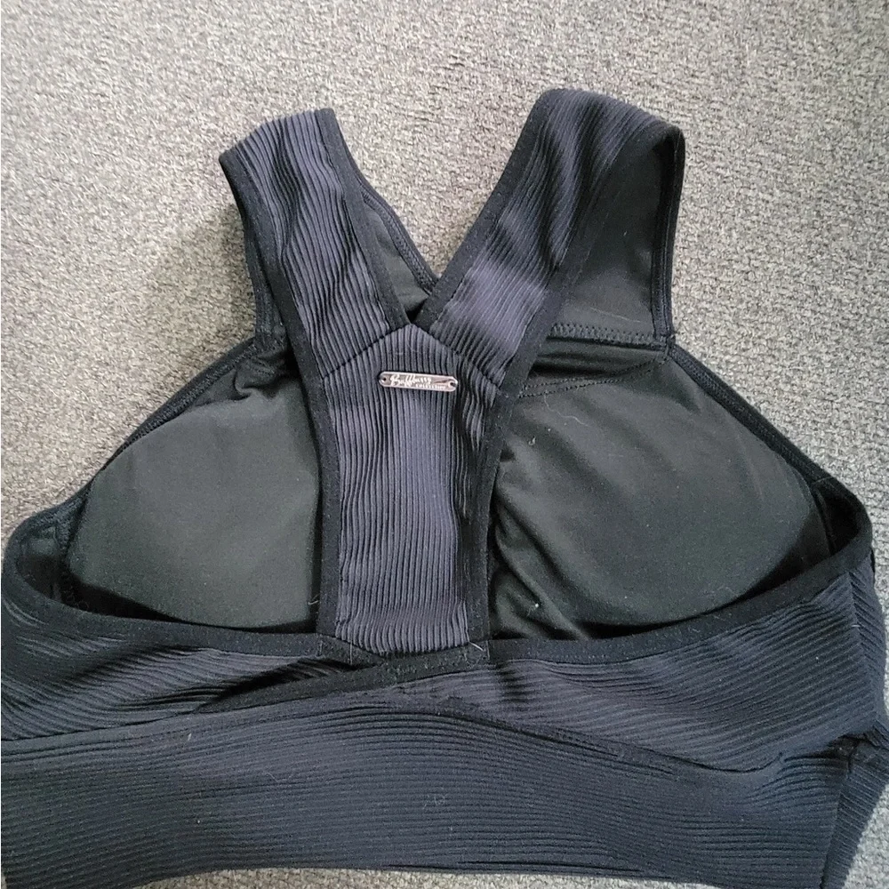 BuffBunny Onyx Black Sphynx Ribbed Sports Bra - Picture 3 of 5
